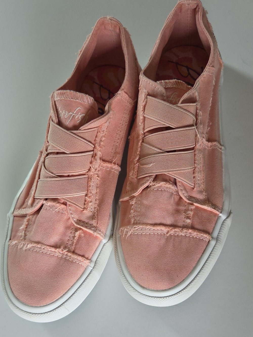 Blowfish Malibu Marley Coral Orange Distressed Canvas Slip On Sneakers Boho Comf